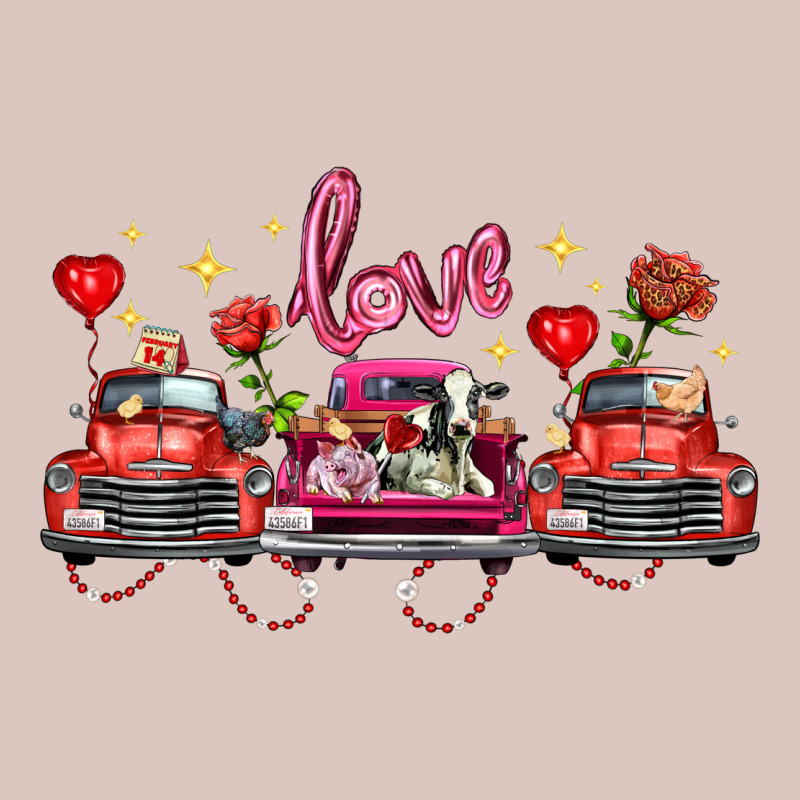 Valentine's Day Farm Trucks Farm Animals Premium Hoodie by FaDigitalArtStudio | Teevron