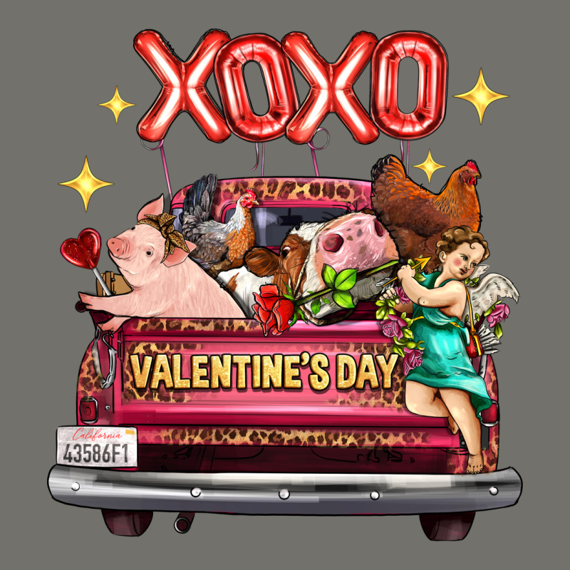 Valentine's Day Truck Farm Animals Cupid Xoxo Premium Hoodie by FaDigitalArtStudio | Teevron