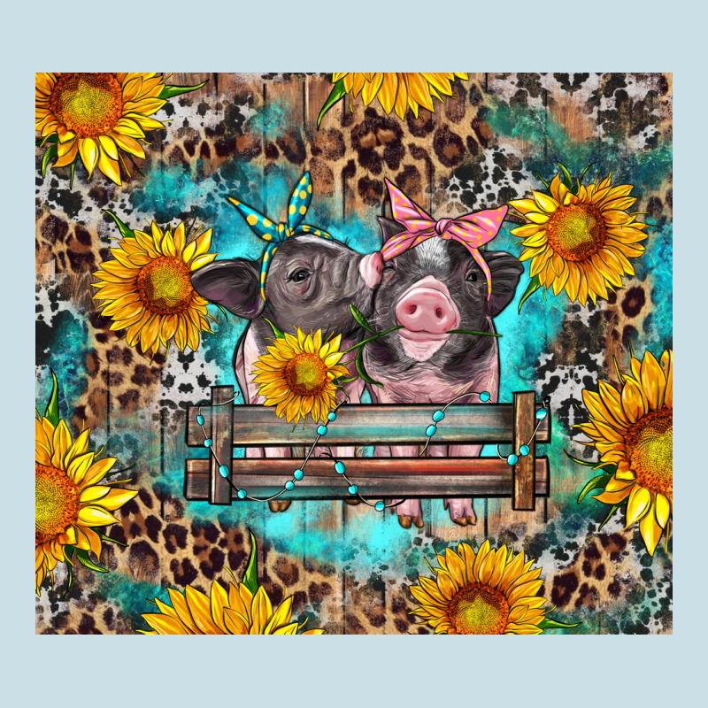 Baby Pigs With Leopard Cowhide And Sunflowers Ladies Tee by Artiststas | Teevron