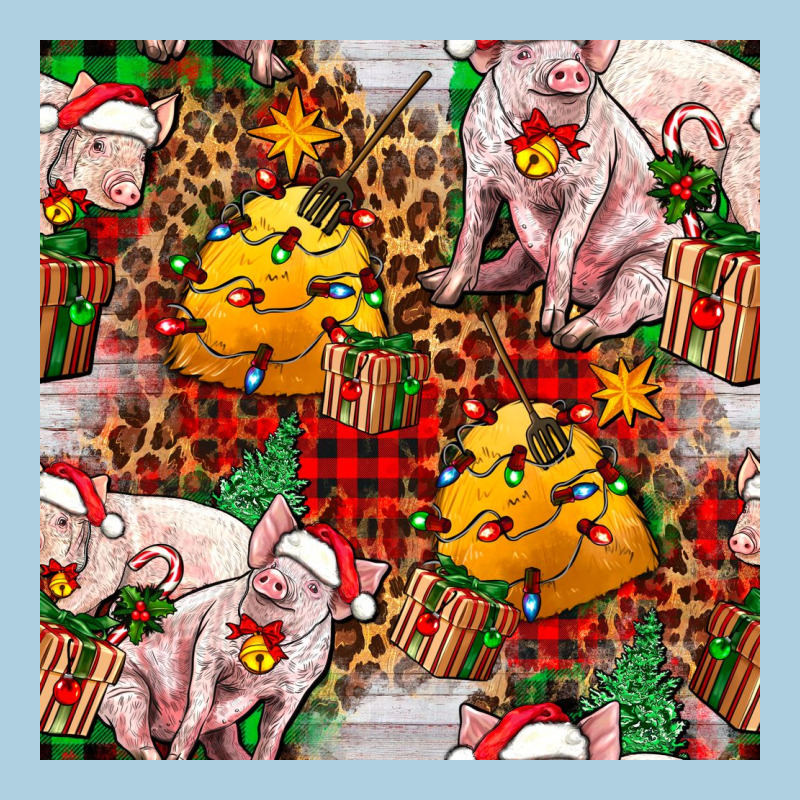 Christmas Pig  Tartan With  Hay And Christmas Ligh Premium Hoodie by FaDigitalArtStudio | Teevron