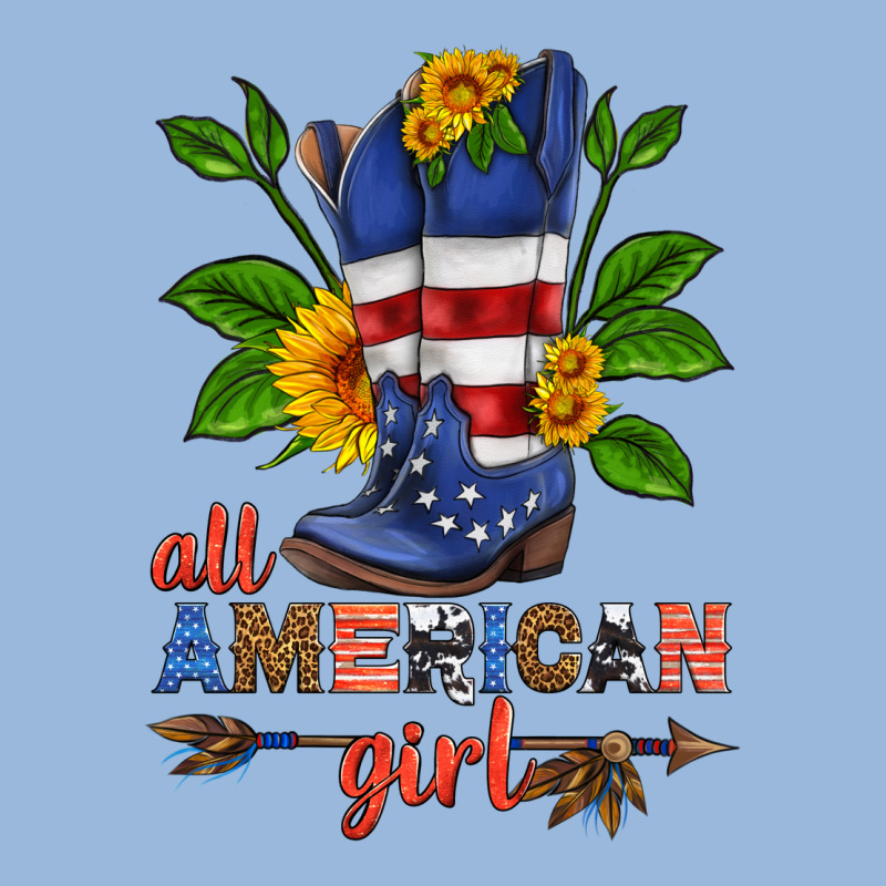 All American Girl Cowboy Boot With Sunflower Premium Hoodie by HRA Design Shop | Teevron