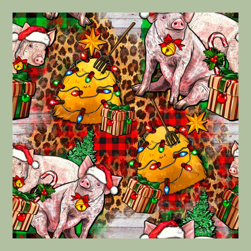 Christmas Pig  Tartan With  Hay And Christmas Ligh Urban Hoodie by FaDigitalArtStudio | Teevron