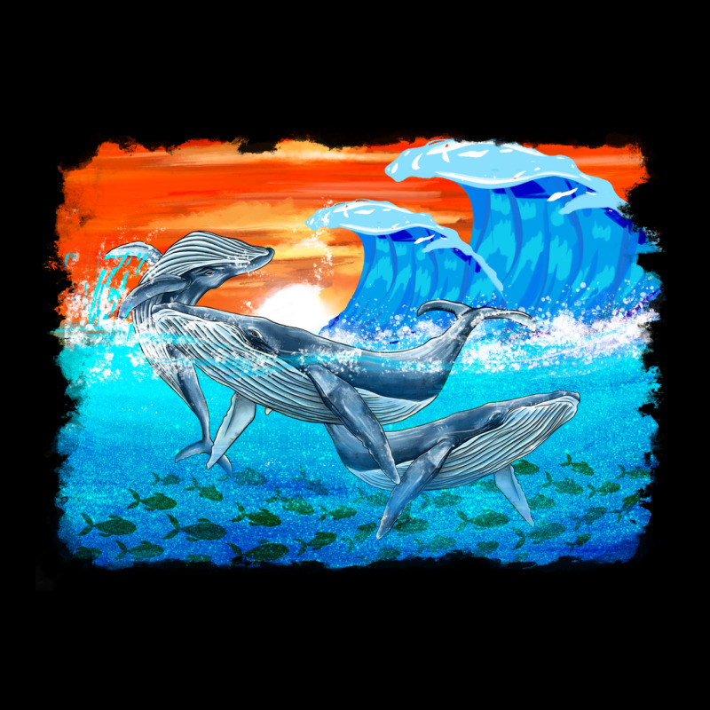Humpback Whale And Wave Background Long Sleeve Tee by BarkalooDesign | Teevron