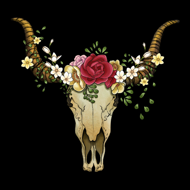 Bull Skull With Rose And Flowers Ladies Tee by Artiststas | Teevron