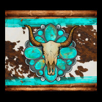 Bull Skull And Turquoise Cowhide Tumbler Ladies Tee | Teevron