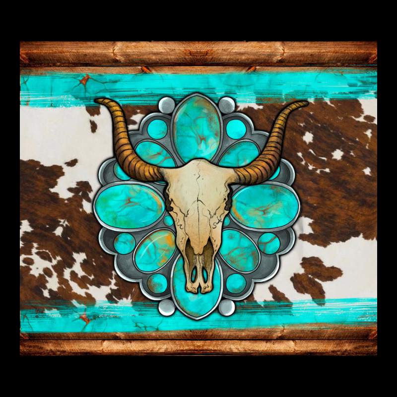 Bull Skull And Turquoise Cowhide Tumbler Ladies Tee by Artiststas | Teevron
