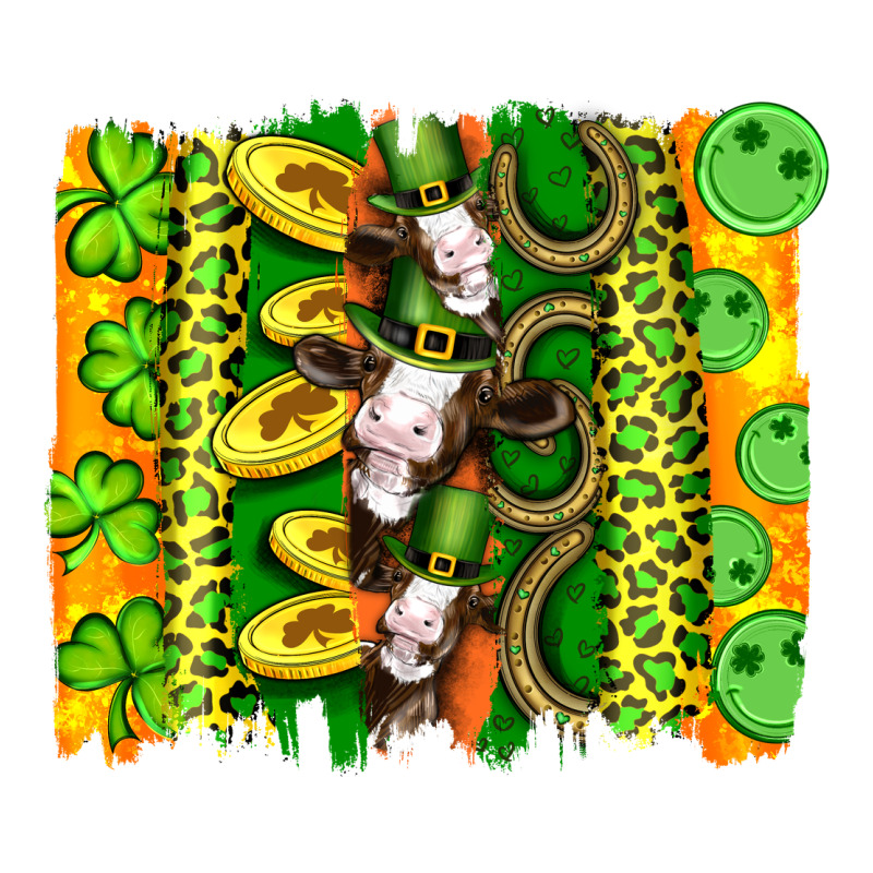 St Patricks Cow And Coin Wıth Clovers And Leopard Brushstrokes Ladies Tee by Artiststas | Teevron