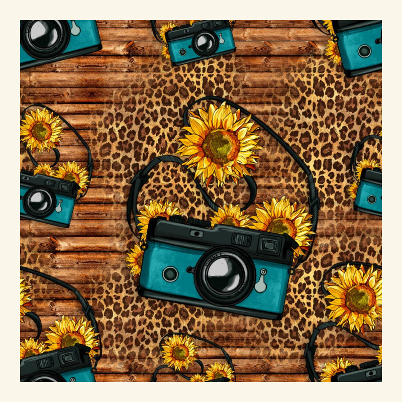 Western Sunflowers Camera Seamless Pattern Premium Hoodie by HRA Design Shop | Teevron