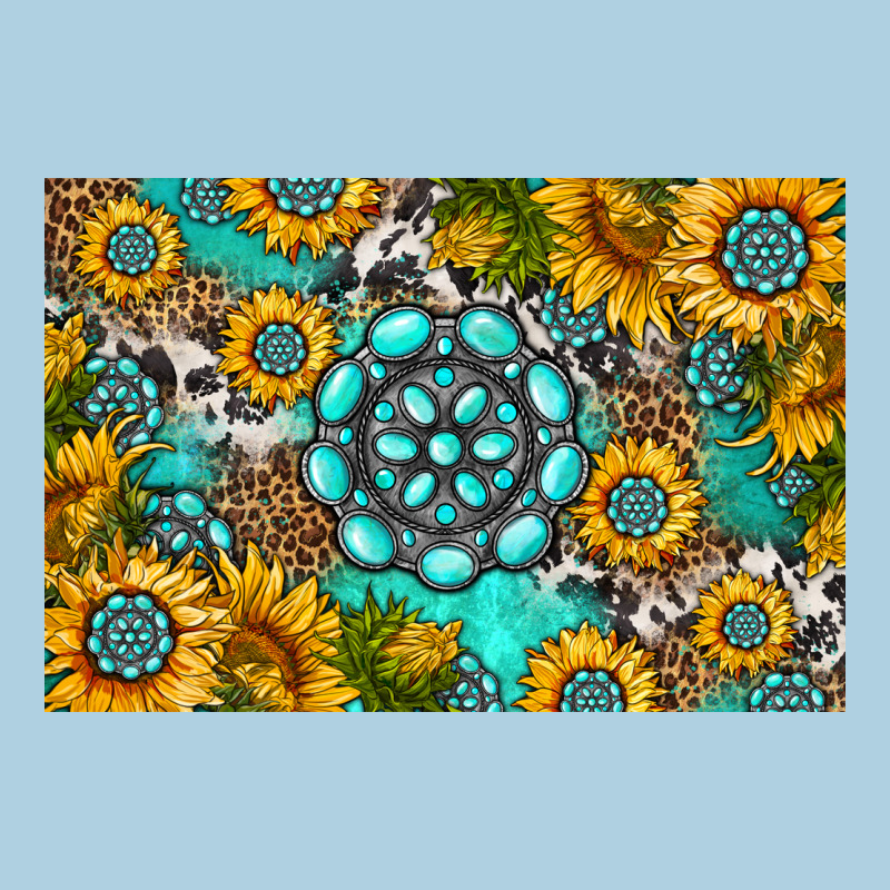 Western Turquoise And Sunflowers Skinny Metal Can Holder Premium Hoodie by HRA Design Shop | Teevron