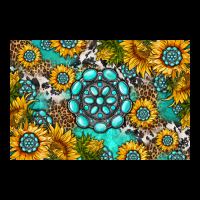 Western Turquoise And Sunflowers Skinny Metal Can Holder Urban Hoodie | Teevron