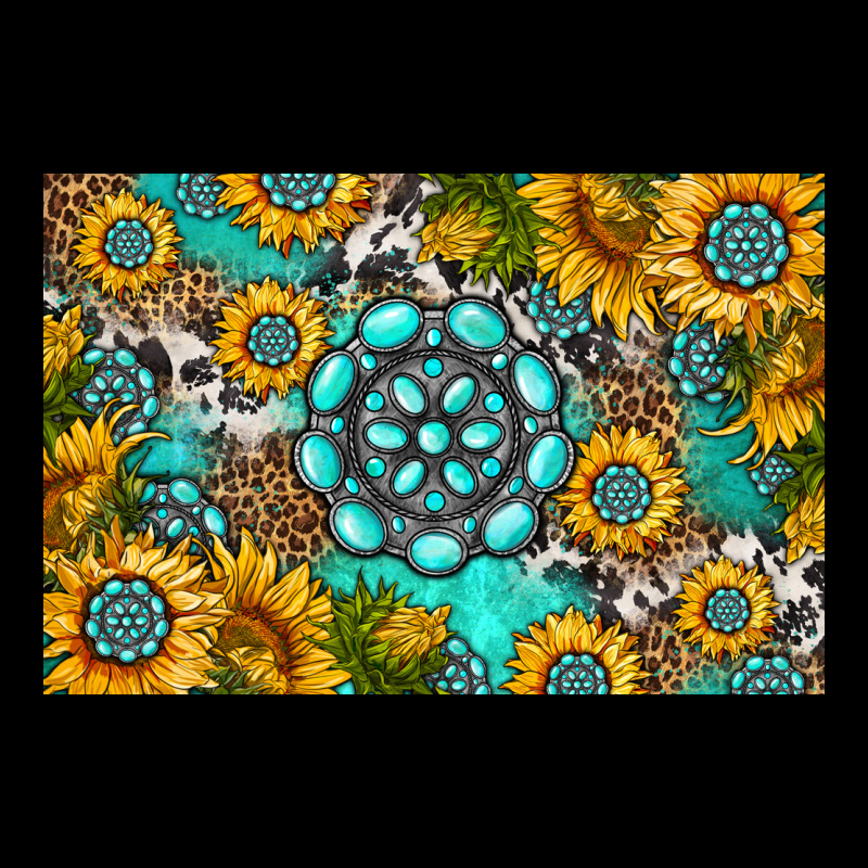 Western Turquoise And Sunflowers Skinny Metal Can Holder Urban Hoodie by HRA Design Shop | Teevron