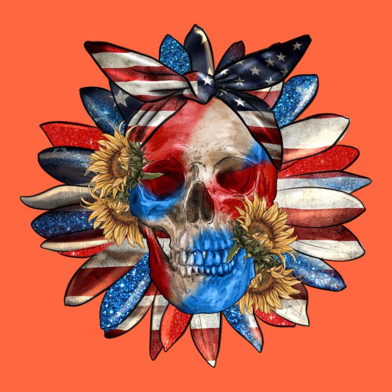 4th Of July Sunflower Skull 4th Of July Premium Hoodie by CowGirlArtShop | Teevron