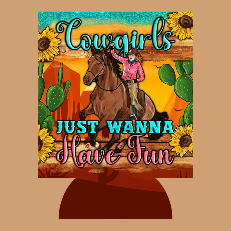 Cowgirls Just Wanna Have Fun 12 Oz Can Cooler (regular) Vintage Tee by Artiststas | Teevron