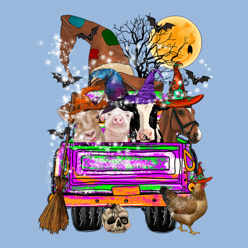 Hallloween Farm Animals Truck Premium Hoodie by CowhideDigitalArt | Teevron