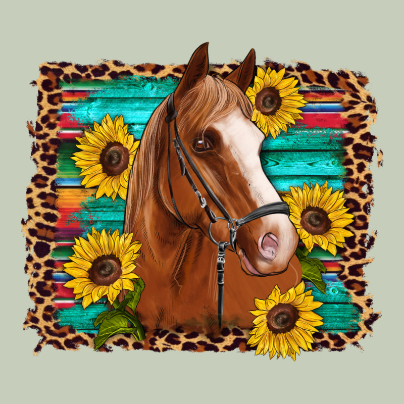 Horse Sunflowers Turquoise Wooden Serape Leopard Ladies Tee by Artiststas | Teevron
