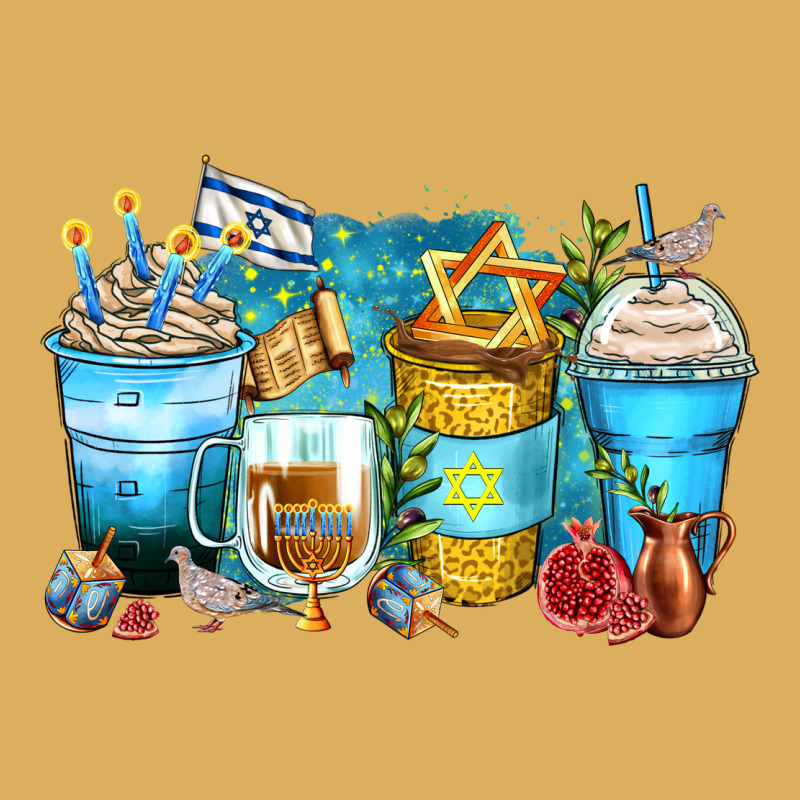 Hanukkah Coffee Cups Premium Hoodie by Zillion Design Studio | Teevron