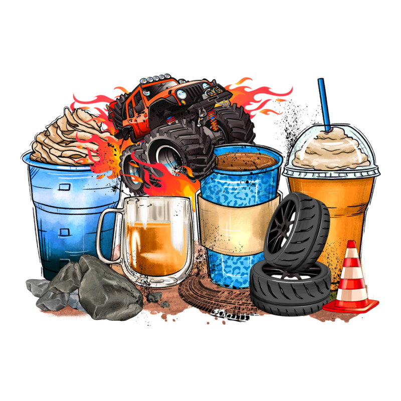 Monster Truck Coffee Cups Premium Hoodie by Zillion Design Studio | Teevron