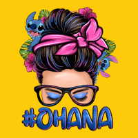 Ohana Stitch Messy Bun Premium Hoodie | Teevron