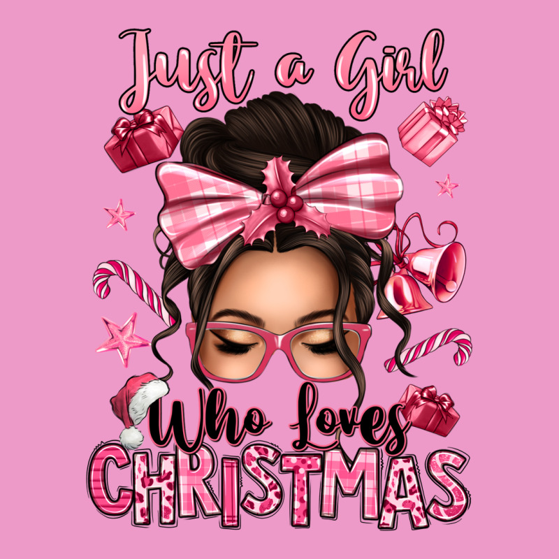 Just A Girl Who Loves Pink Christmas Messy Bun Urban Hoodie by texasbilliewilder | Teevron