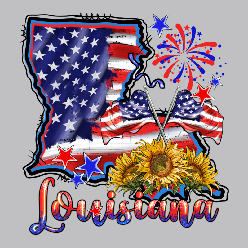 4th Of July  Louisiana Map Long Sleeve Tee by BarkalooDesign | Teevron