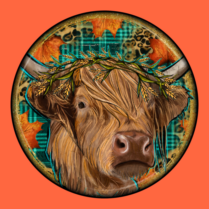 Fall Highland Cow Round Premium Hoodie by RanaPortraitStore | Teevron