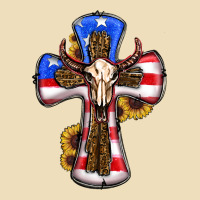 American Flag Cross Cow Skull Sunflowers Premium Hoodie | Teevron