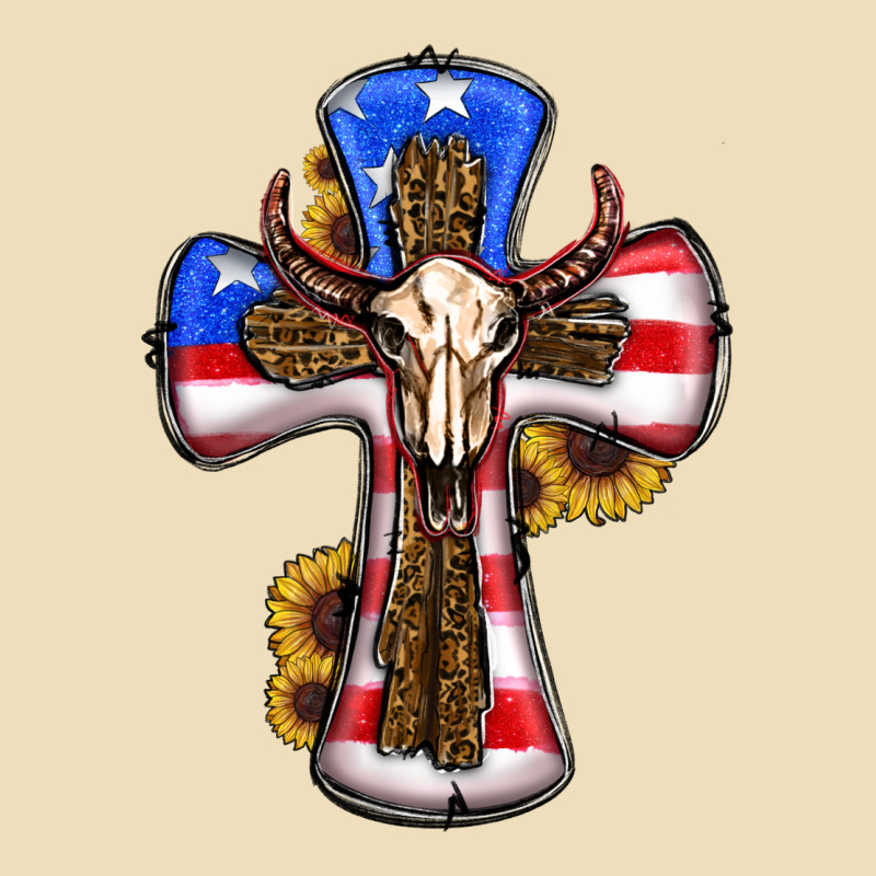 American Flag Cross Cow Skull Sunflowers Premium Hoodie by RanaPortraitStore | Teevron