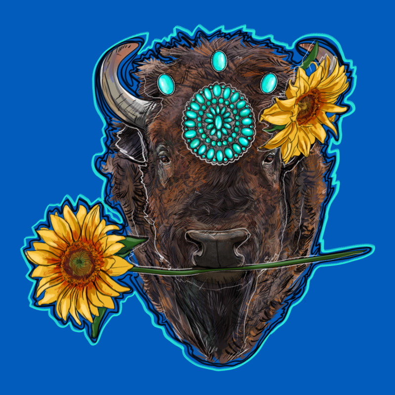 Bison Head With Sunflowers And Gemstone Urban Hoodie by RanaPortraitStore | Teevron