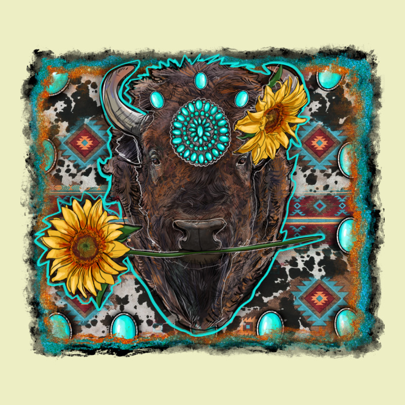 American Bison Wıth Sunflower And Gemstone Urban Hoodie by RanaPortraitStore | Teevron