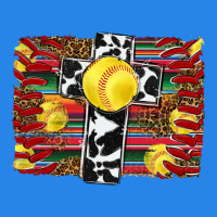 Softball Cross Serape Leopard Background Premium Hoodie | Teevron