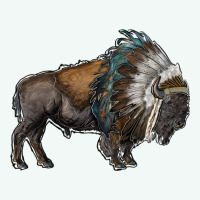 Bison With Indian Headdress Premium Hoodie | Teevron