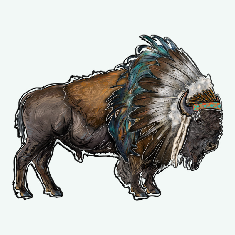 Bison With Indian Headdress Premium Hoodie by RanaPortraitStore | Teevron
