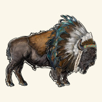 Bison With Indian Headdress Premium Hoodie | Teevron