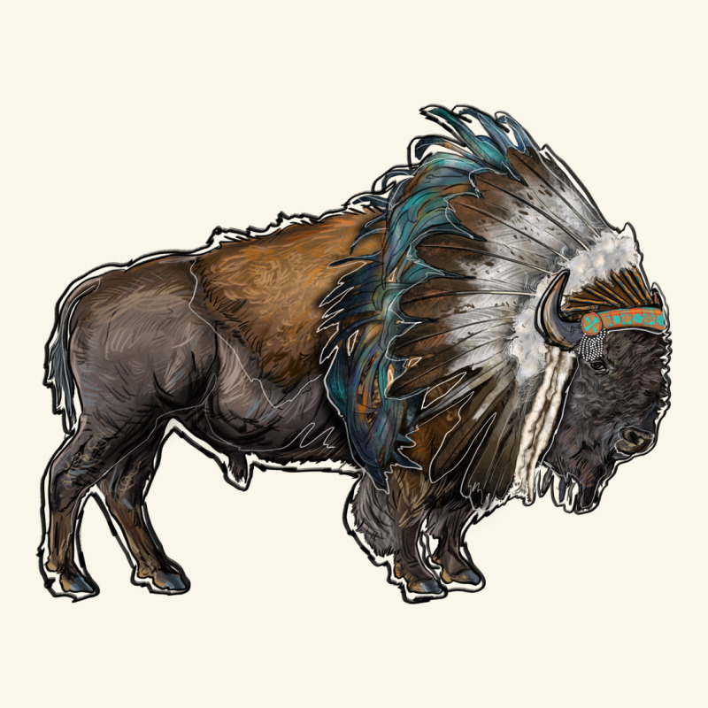 Bison With Indian Headdress Premium Hoodie by RanaPortraitStore | Teevron