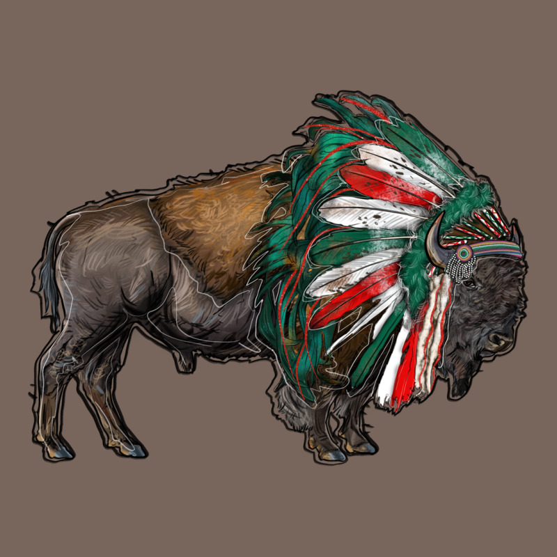 Mexican Bison With Indian Headdress Premium Hoodie by RanaPortraitStore | Teevron