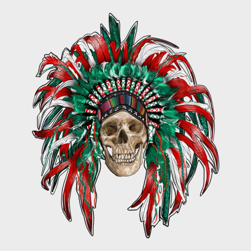 Mexican Flag Indian Headdress With  Skull Urban Hoodie by RanaPortraitStore | Teevron