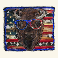 Bison With American Flag And Glasses Premium Hoodie | Teevron
