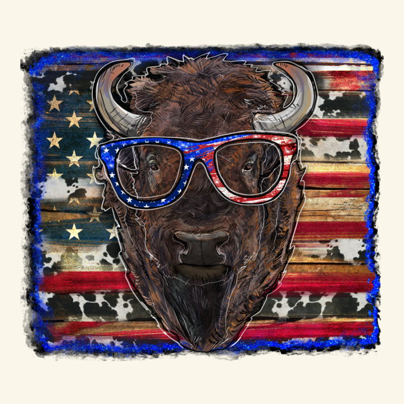 Bison With American Flag And Glasses Premium Hoodie by RanaPortraitStore | Teevron