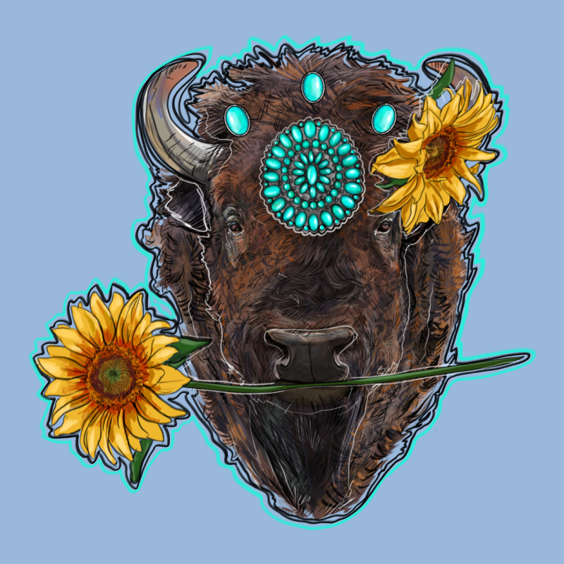 Bison Head With Sunflowers And Gemstone Premium Hoodie by RanaPortraitStore | Teevron