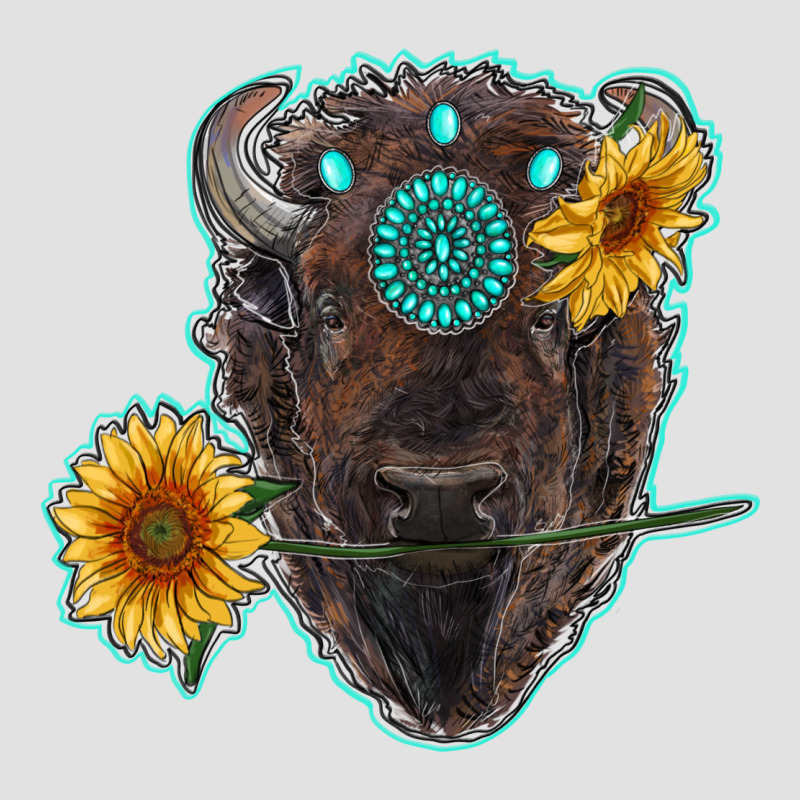 Bison Head With Sunflowers And Gemstone Premium Hoodie by RanaPortraitStore | Teevron