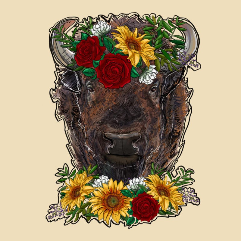 Bison Face With Flowers Premium Hoodie by RanaPortraitStore | Teevron