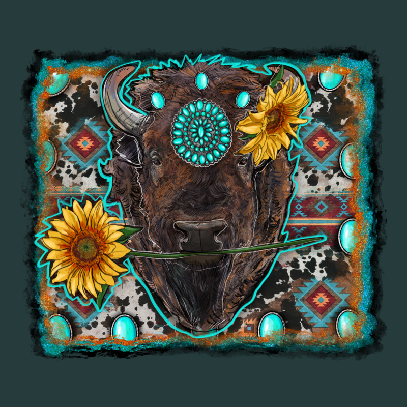 American Bison Wıth Sunflower And Gemstone Premium Hoodie by RanaPortraitStore | Teevron