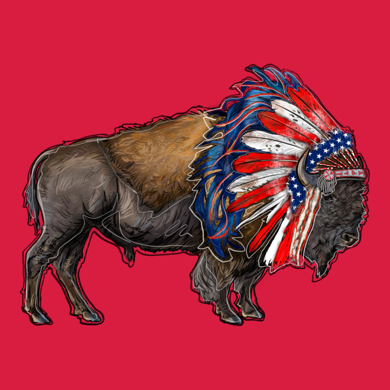 American Bison With Indian Headdress Premium Hoodie by RanaPortraitStore | Teevron