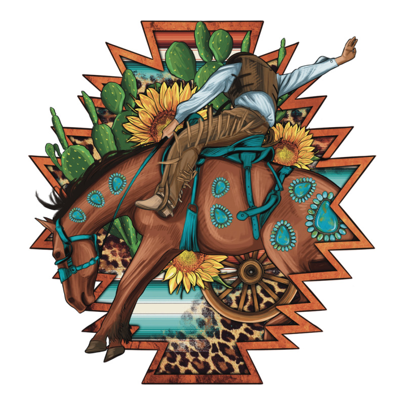 Bucking Bronco Aztec Shape Background Ladies Tee by Artiststas | Teevron