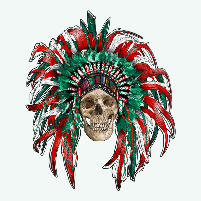 Mexican Flag Indian Headdress With  Skull Premium Hoodie by RanaPortraitStore | Teevron