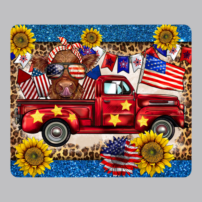 4th Of July Truck Cow Mousepad Long Sleeve Tee by BarkalooDesign | Teevron