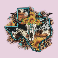 Bull Skull Leopard Cowhide Sunflower Texas Map Ladies Tee | Teevron