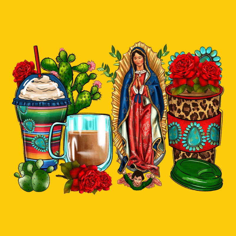 Lady Of Guadalupe Coffee Cups Premium Hoodie by Zillion Design Studio | Teevron