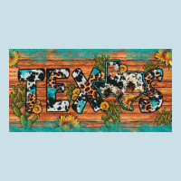 Texas Sunflower Cactus Cowhide Leopard Licence Plate Ladies Tee | Teevron