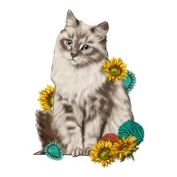 siberian cat sunflower and gemstone | Teevron